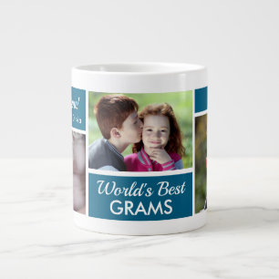 Världens Bästa Mormor Foto Collage Jättekaffekopp Jumbo Mugg