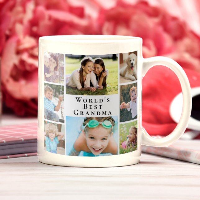 Världens bästa mormor-fotokollage kaffemugg (Skapare uppladdad)