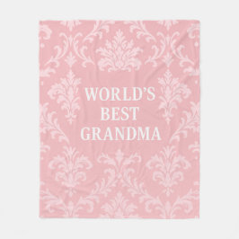 Världens Bästa Mormor Mjuk Rosa Vit Damaskus Fleecefilt