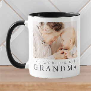 Världens bästa mormor Modern Simple Photo Helgdag Kaffemugg