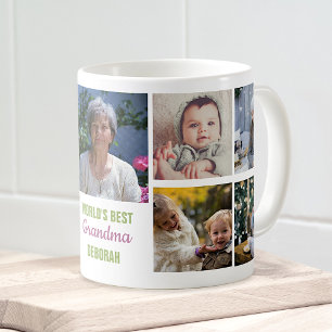 Världens bästa mormor Namn Instagram Photo Collage Kaffemugg