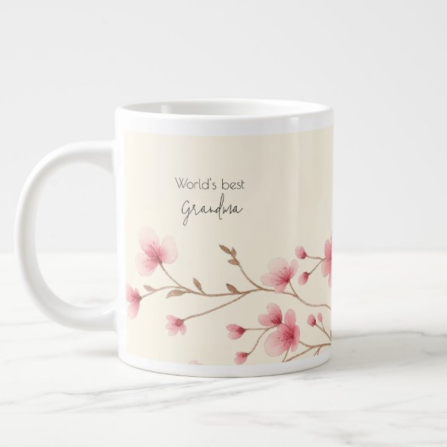 Världens bästa mormor - Pastellns Blommigt Personl Jumbo Mugg (Vänster)