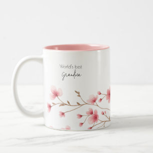 Världens bästa mormor - Pastellns Blommigt Personl Två-Tonad Mugg