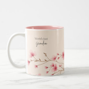 Världens bästa mormor - Pastellns Blommigt Personl Två-Tonad Mugg