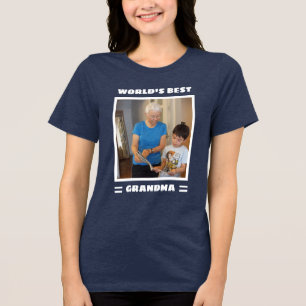 Världens Bästa Mormor Rolig Anpassad Foto Personli T Shirt