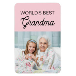 Världens Bästa Mormor Rosa Barnbarn Foto Magnet