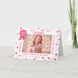 Världens bästa mormor-Rosa-dag för morföräldrar Kort
