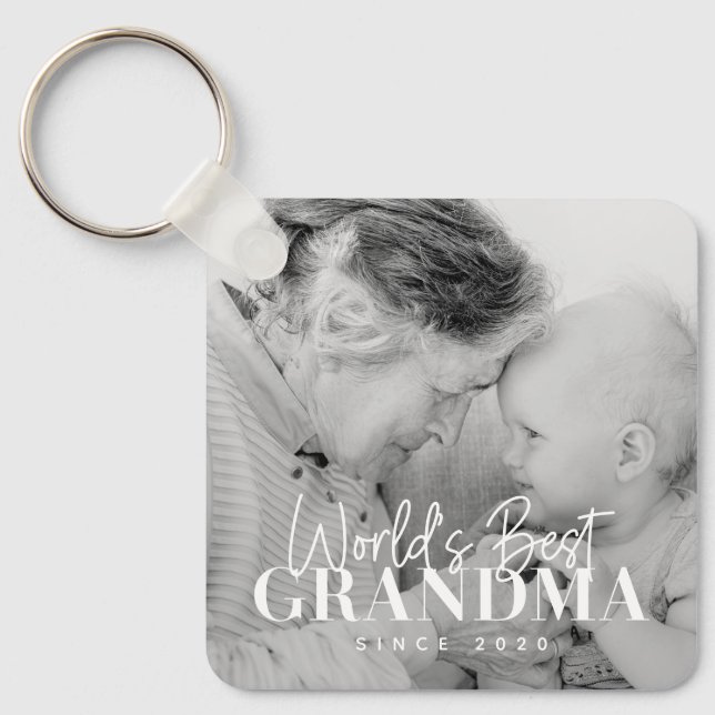 Världens bästa mormor sedan 20XX-foto med enkel Ch Nyckelring (Framsida)