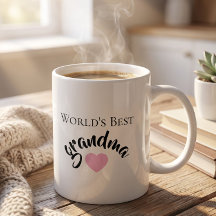 Världens Bästa Mormor Söt Hjärtan Vit Elegant
