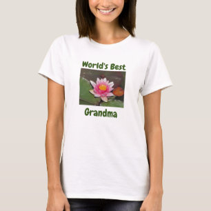 Världens bästa mormor vid Rosa Vatten Lily Flower T Shirt