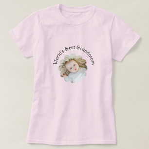 Världens bästa mormors foto i blomman Anpassningsb T Shirt