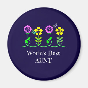 Världens bästa Moster, blommor och fjärilar Magnet
