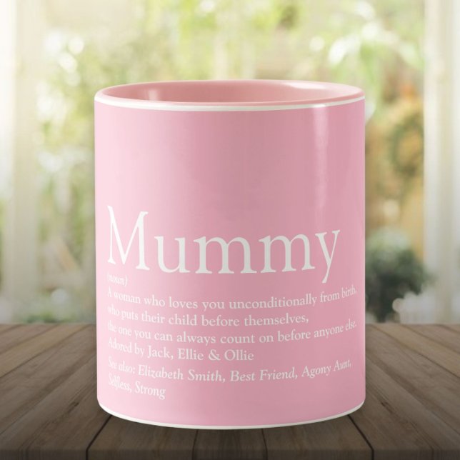 Världens bästa Mummy Definition Quote Rosa Två-Tonad Mugg (World's Best Mummy Definition Quote Pink Two-Tone Coffee Mug)