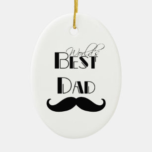 Världens bästa Mustache i Pappa Julgransprydnad Keramik