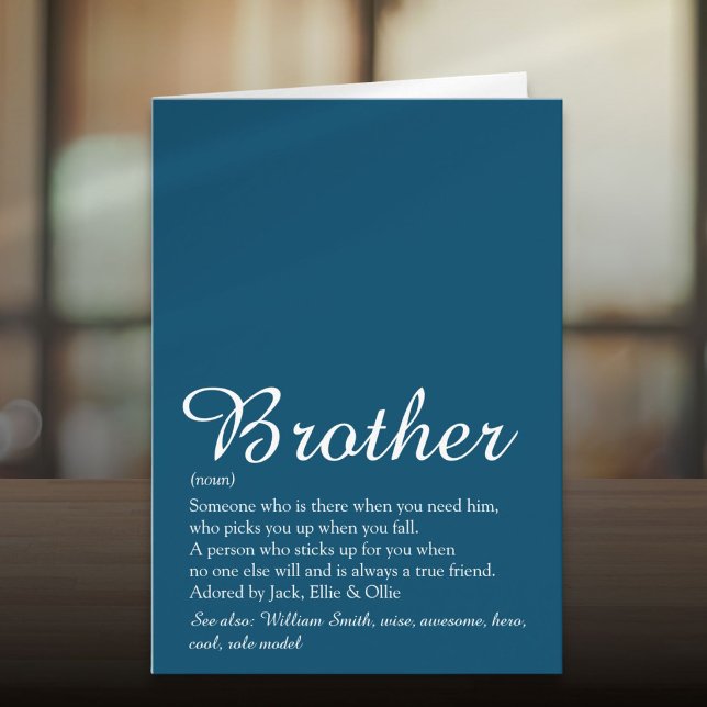 Världens Bästa Någonsin Bror Definition Skript Blå Kort (World's Best Ever Brother Definition Script Blue Card)
