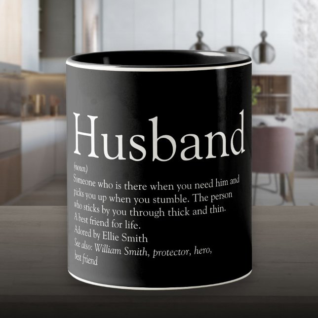 Världens bästa någonsin definition av make Två-Tonad mugg (World's Best Ever Husband Definition Two-Tone Coffee Mug)