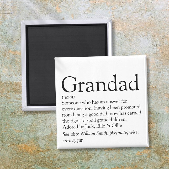 Världens bästa någonsin farfar, morfar, Pappa Defi Magnet (Worlds Best Ever Grandpa, Grandad, Papa Definition Magnet)
