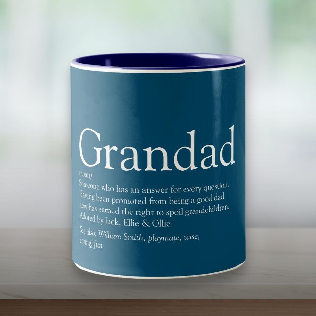Världens bästa någonsin farfar, morfar, Pappa Defi Två-Tonad Mugg (Worlds Best Ever Grandpa, Grandad, Papa Definition Two-Tone Coffee Mug)