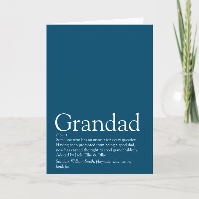 Världens bästa någonsin Grandpa Grandad Pappa Defi Kort (Framsida)