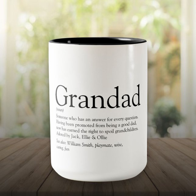 Världens bästa någonsin Grandpa Grandad Pappa Defi Två-Tonad Mugg (Worlds Best Ever Grandpa Grandad Papa Definition Two-Tone Coffee Mug)