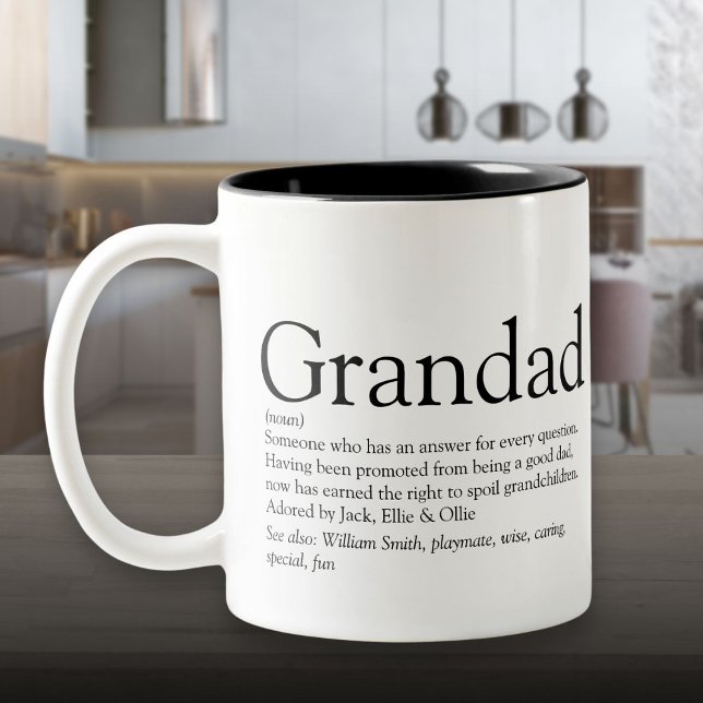 Världens bästa någonsin Grandpa Grandad Pappa Defi Två-Tonad Mugg (World's Best Ever Grandpa Grandad Papa Definition Two-Tone Coffee Mug)