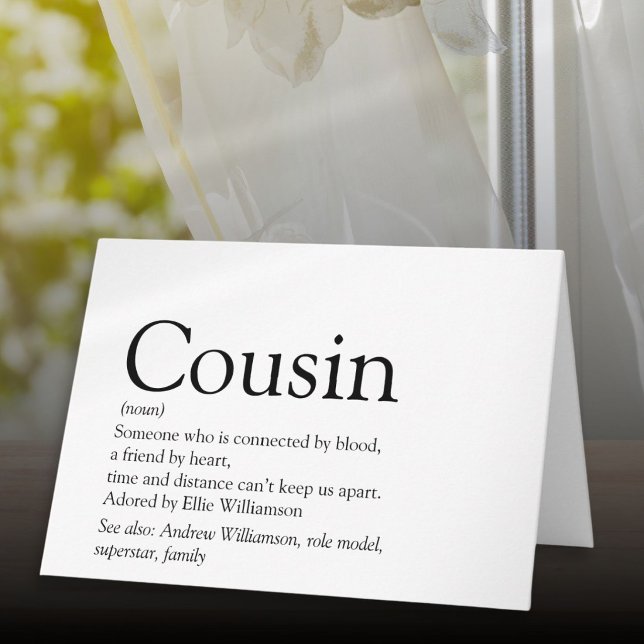 Världens Bästa Någonsin Kusin Definition Kort (World's Best Ever Cousin Definition Card)