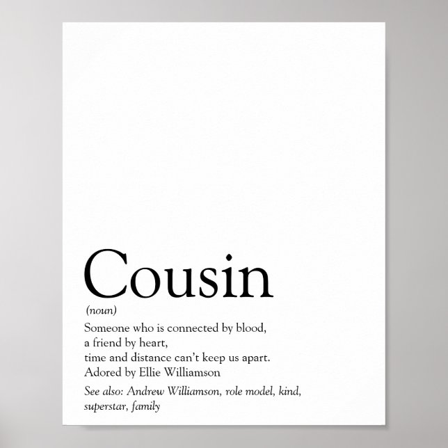 Världens bästa någonsin-kusin-definition poster (Framsidan)