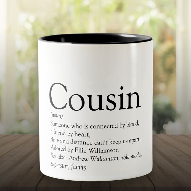 Världens bästa någonsin-kusin-definition Två-Tonad mugg (World's Best Ever Cousin Definition Two-Tone Coffee Mug)