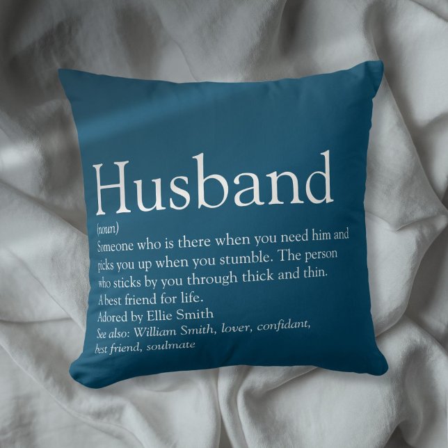 Världens Bästa Någonsin Make Definition Blå Kul Kudde (World's Best Ever Husband Definition Blue Fun Throw Pillow)
