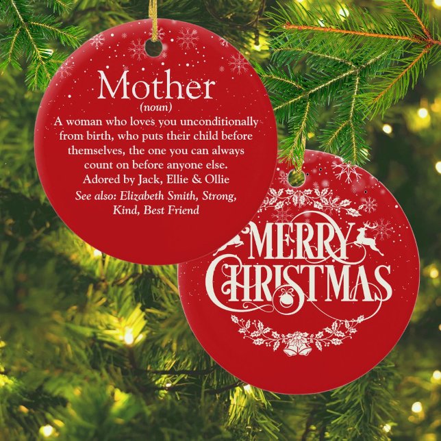 Världens Bästa Någonsin Mamma Definition Julgransprydnad Keramik (World's Best Ever Mom Mum Mother Definition Ceramic Ornament)