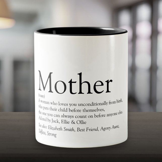 Världens bästa någonsin Mamma, Morsa, Mor-definiti Två-Tonad Mugg (World's Best Ever Mom, Mum, Mother Definition Two-Tone Coffee Mug)
