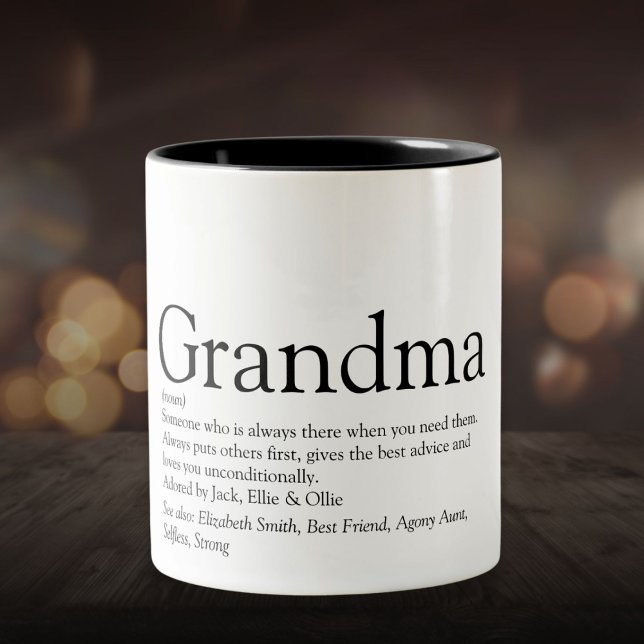 Världens Bästa Någonsin Mormor Farmor Definition Två-Tonad Mugg (World's Best Ever Grandma Grandmother Definition Two-Tone Coffee Mug)