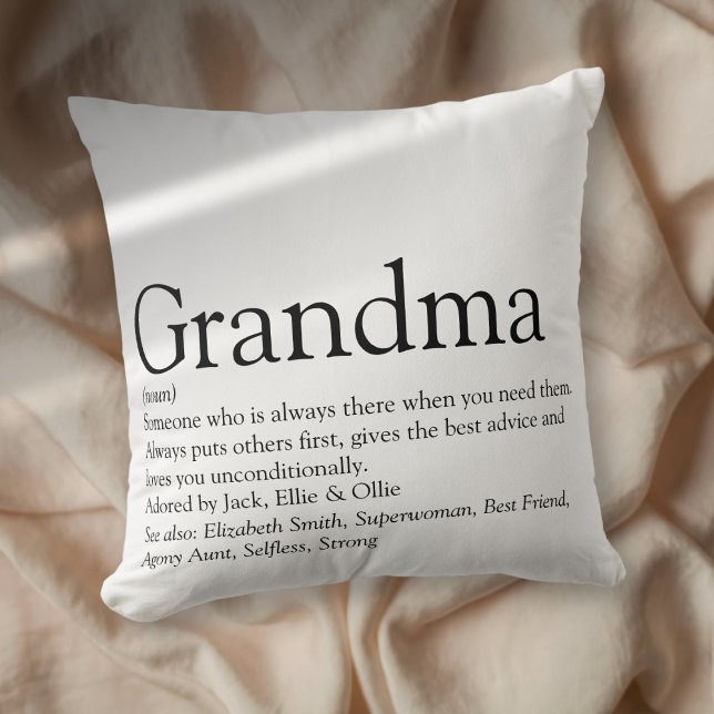 Världens bästa någonsin mormor, farmors definition kudde (World's Best Ever Grandma, Grandmother Definition Throw Pillow)