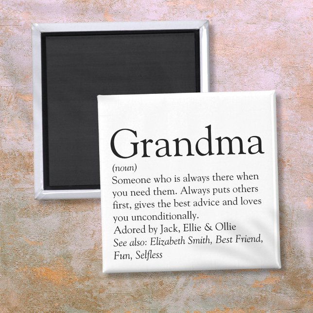 Världens bästa någonsin mormor, farmors definition magnet (World's Best Ever Grandma, Grandmother Definition Magnet)
