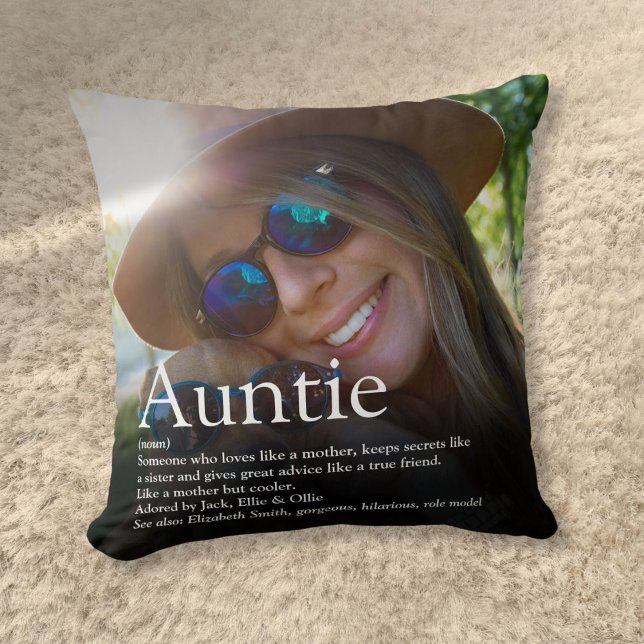 Världens bästa någonsin-Moster-apuntie-definitions Kudde (World's Best Ever Aunt Auntie Definition Photo Throw Pillow)