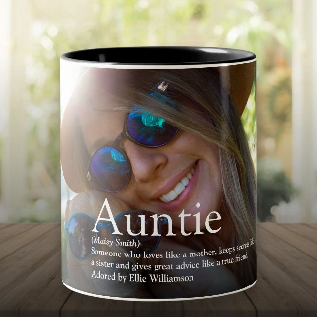 Världens bästa någonsin Moster, Auntie Definition  Två-Tonad Mugg (World's Best Ever Aunt, Auntie Definition Photo Two-Tone Coffee Mug)