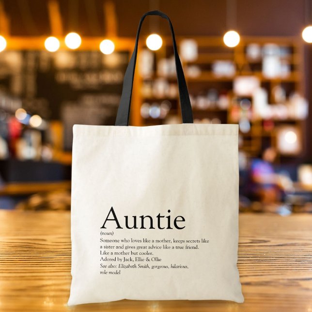 Världens bästa någonsin Moster, Auntie Definition Tygkasse (World's Best Ever Aunt, Auntie Definition Tote Bag)