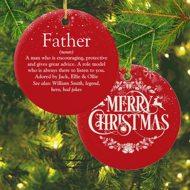 Världens bästa någonsin Pappa, pappa, Far Definiti Julgransprydnad Keramik (World's Best Ever Dad Daddy Father Definition Ceramic Ornament)