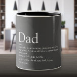 Världens bästa någonsin Pappa, pappa, Far Definiti Två-Tonad Mugg<br><div class="desc">Anpassa för din speciella pappa, pappa eller far att skapa en unik gåva till Fars dag, födelsedagar, jul eller vilken dag du vill visa hur mycket han elak till dig. Ett perfekt sätt att visa honom hur fantastisk han är varje dag. Du kan till och med anpassa bakgrunden till deras...</div>