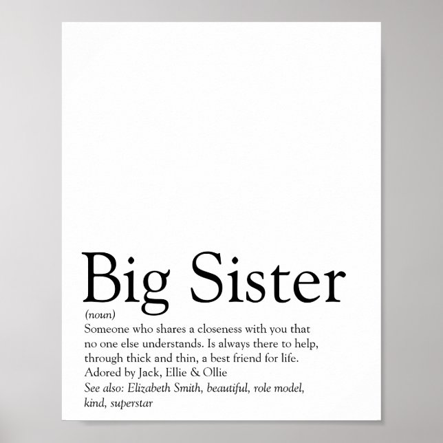Världens Bästa Någonsin Syster Definition Modernt  Poster (Framsidan)