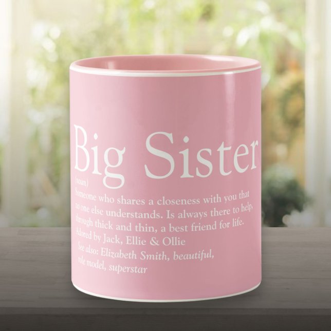 Världens Bästa Någonsin Syster Definition Pinkig Två-Tonad Mugg (World's Best Ever Sister Definition Girly Pink Two-Tone Coffee Mug)