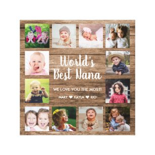 Världens bästa Nana Barnbarn 12 Photo Collage Canvastryck
