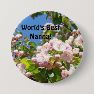 Världens bästa Nanna! knappar Rosa Blommor