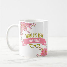 Världens bästa Nanna-Söt Rosa-Blommigt Kaffemugg