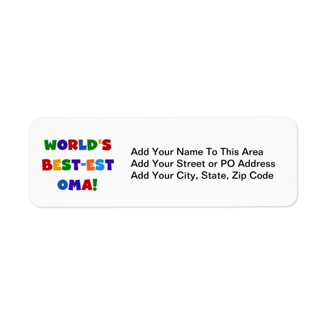 Världens bästa Oma-Ljusa färger gåvor Returadress Etikett (Framsidan)