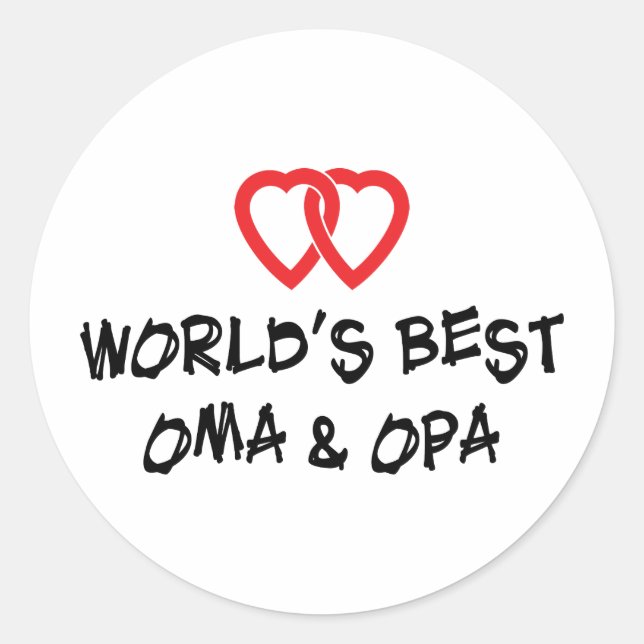 Världens bästa Oma & Opa Runt Klistermärke (Framsida)