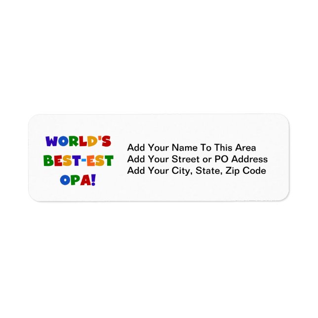 Världens bästa Opa-Ljusa färger gåvor Returadress Etikett (Framsidan)