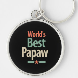 Världens bästa papaw Far Gift Rund Silverfärgad Nyckelring