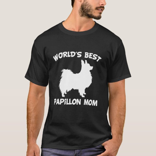 Världens bästa papillon mamma. t shirt (Framsida)