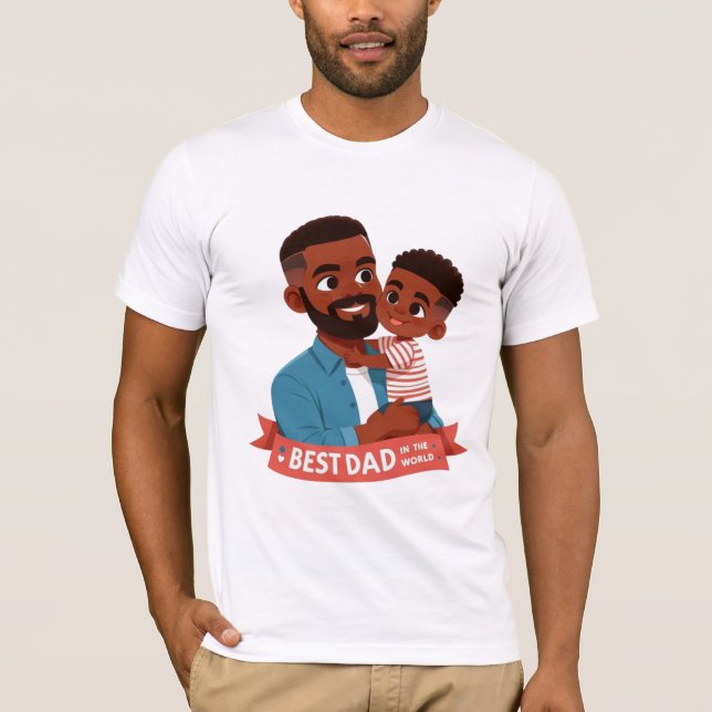 Världens bästa pappa - afroamerikansk familj t shirt (Framsida)